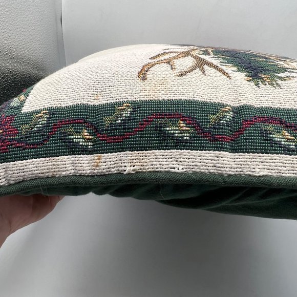 Vintage Tapestry Christmas Old World Santa Reindeer Toss Throw Pillow 16x16" - Picture 12 of 12
